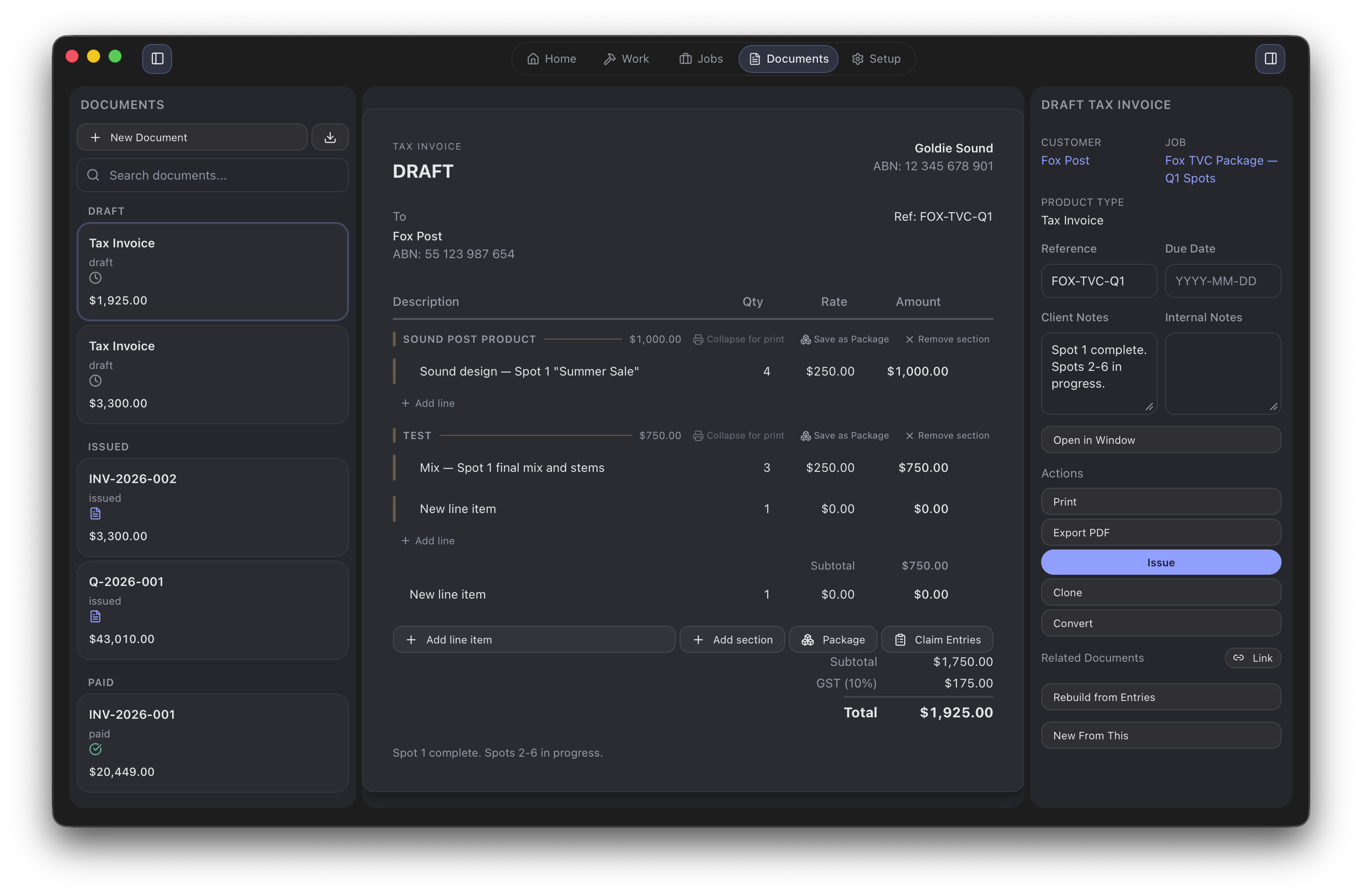 Autobooks — Document editor