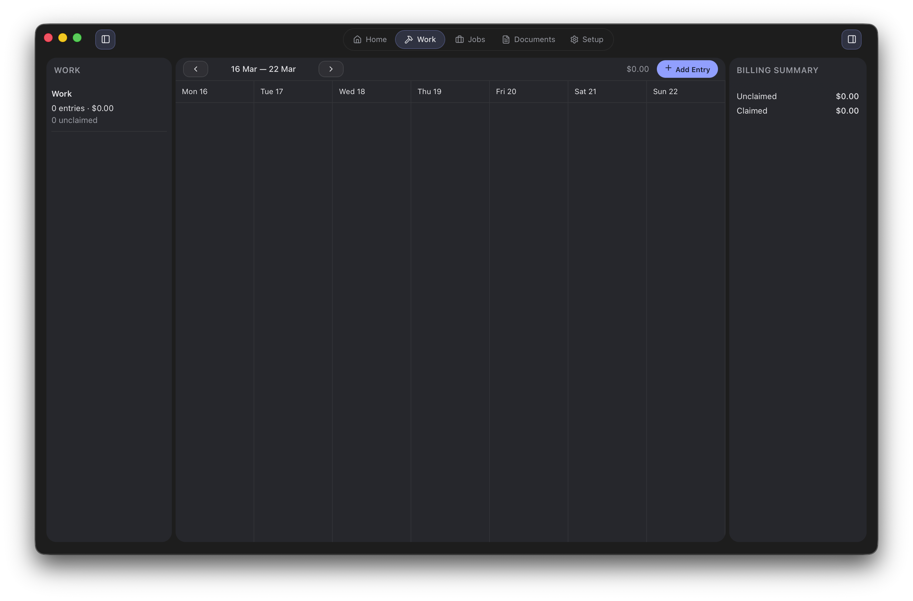 Autobooks — Work week view